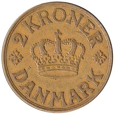 2 Danish Kroner coin Christian X