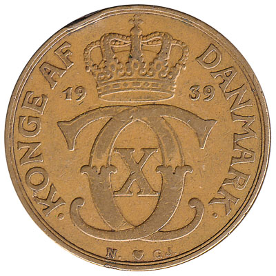 2 Danish Kroner coin Christian X