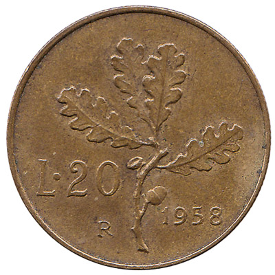 20 Italian Lire coin
