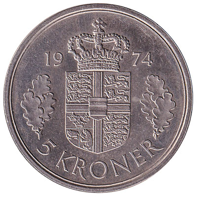 5 Danish Kroner coin Margrethe II