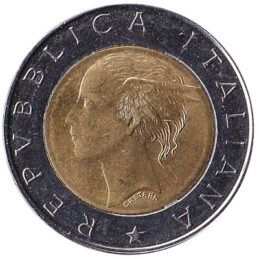 500 Italian Lire bimetallic coin
