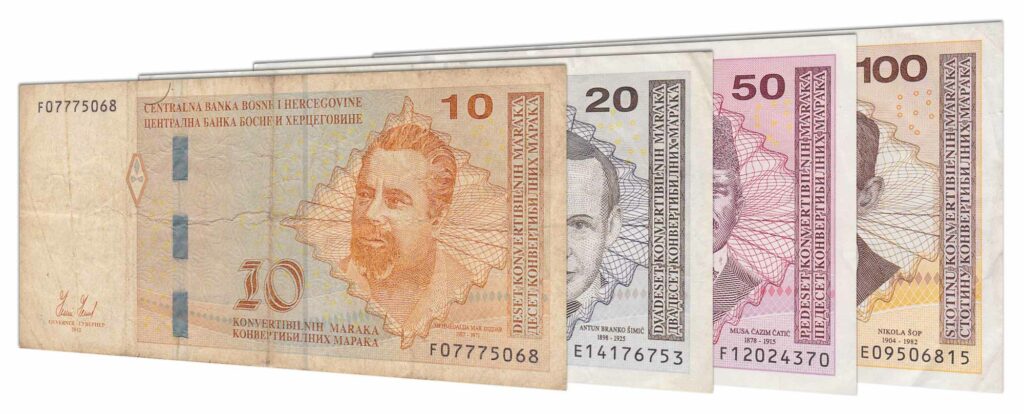current Bosnia and Herzegovina convertible Mark banknotes