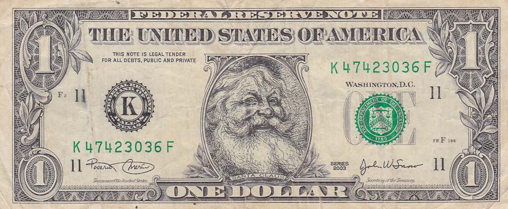 Santa Claus dollars bill