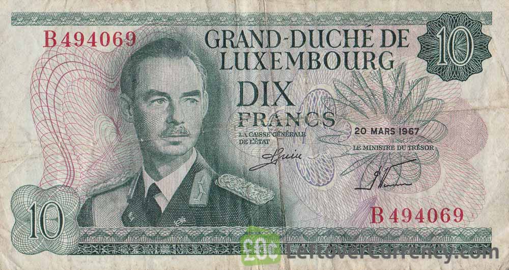 10 Luxembourg Francs banknote 1967