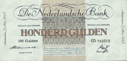 100 Dutch Guilders banknote (Geldzuivering)