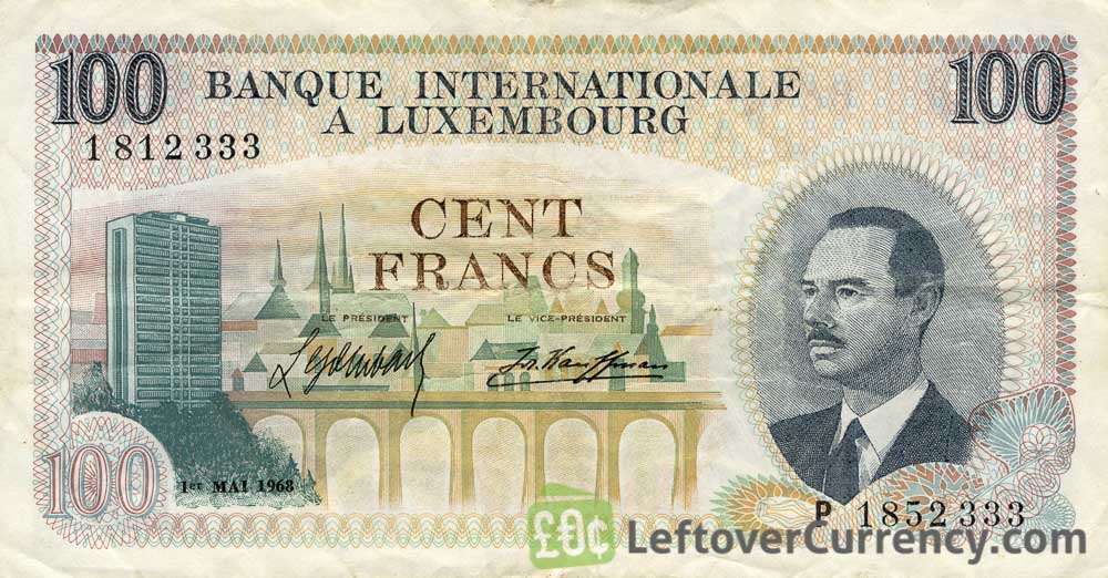 100 Francs banknote Banque Internationale à Luxembourg 1968