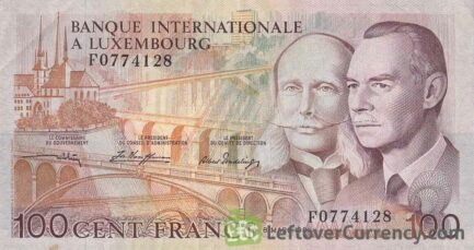 100 Francs banknote Banque Internationale à Luxembourg 1981