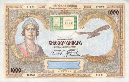 1000 Serbian Dinara banknote (Hungarian Occupation)