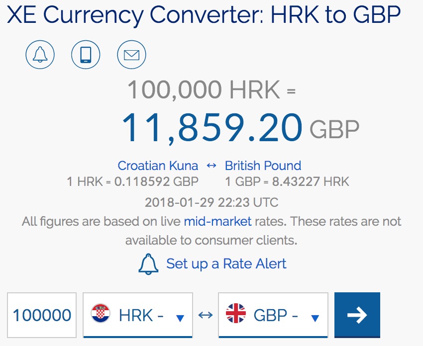 100000 kuna to GBP value