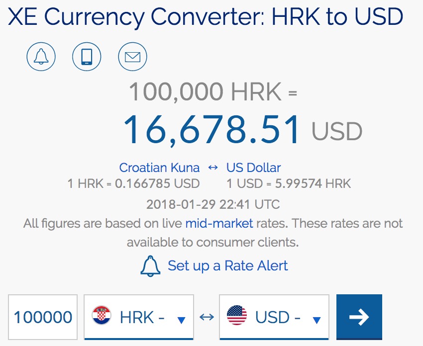 100000 croatian kuna to USD value