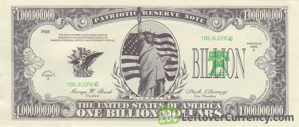 one billion dollar banknote USA obverse