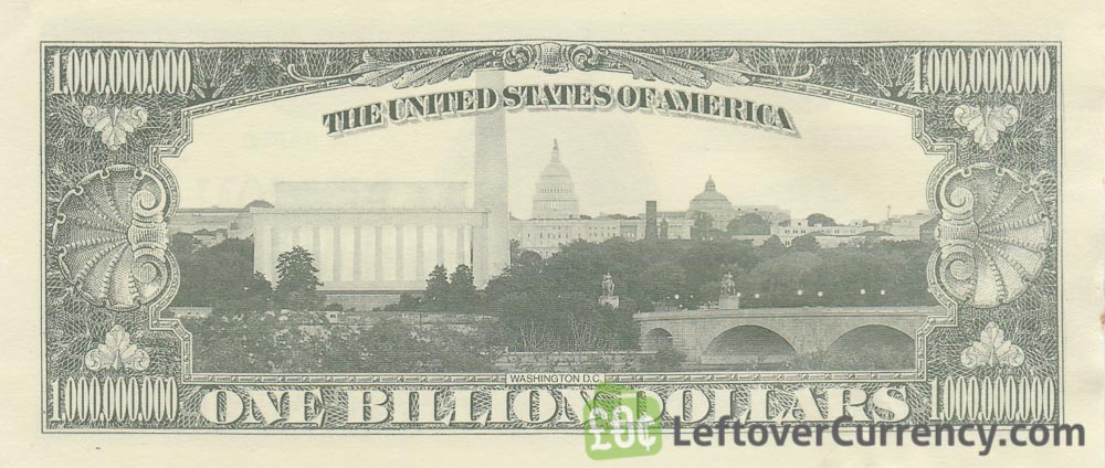 one billion dollar banknote USA reverse