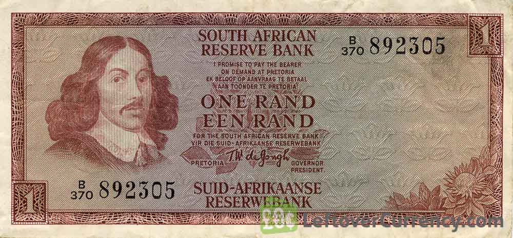 1 South African Rand banknote (van Riebeeck framed)