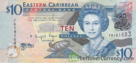 10 Eastern Caribbean dollars banknote (improved security features)