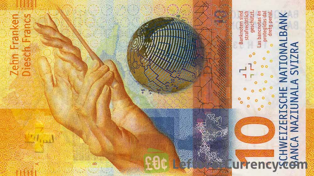 Swiss Note. 10 Swiss Francs 10 Switzerland UNC Single Banknotes National Bank