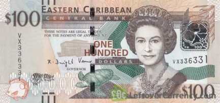 100 Eastern Caribbean dollars banknote (holographic security thread)