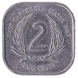 2 cents coin East Caribbean States (square) obverse accepted for exchange