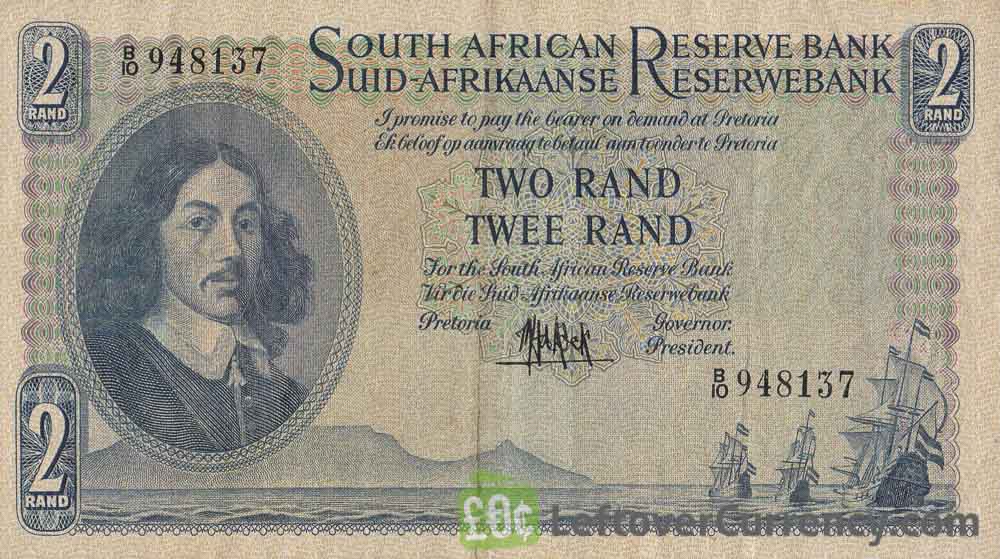 2 South African Rand banknote (van Riebeeck large type)