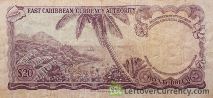 20 East Caribbean dollars banknote (1965 issue) reverse