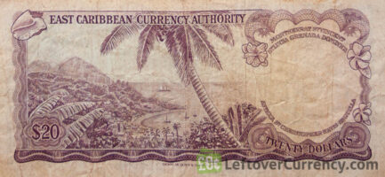 20 East Caribbean dollars banknote (1965 issue) reverse