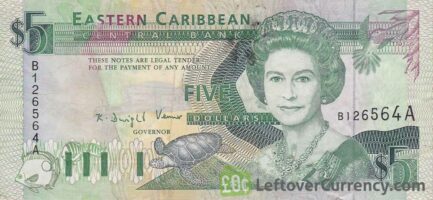 5 Eastern Caribbean dollars banknote