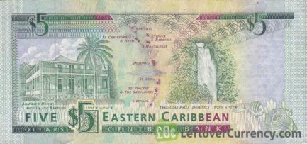 5 Eastern Caribbean dollars banknote