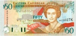 50 Eastern Caribbean dollars banknote (first issue orange)
