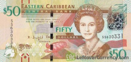 50 Eastern Caribbean dollars banknote (holographic security thread)