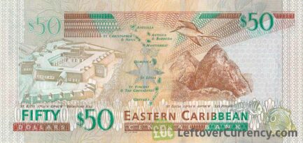 50 Eastern Caribbean dollars banknote (holographic security thread)