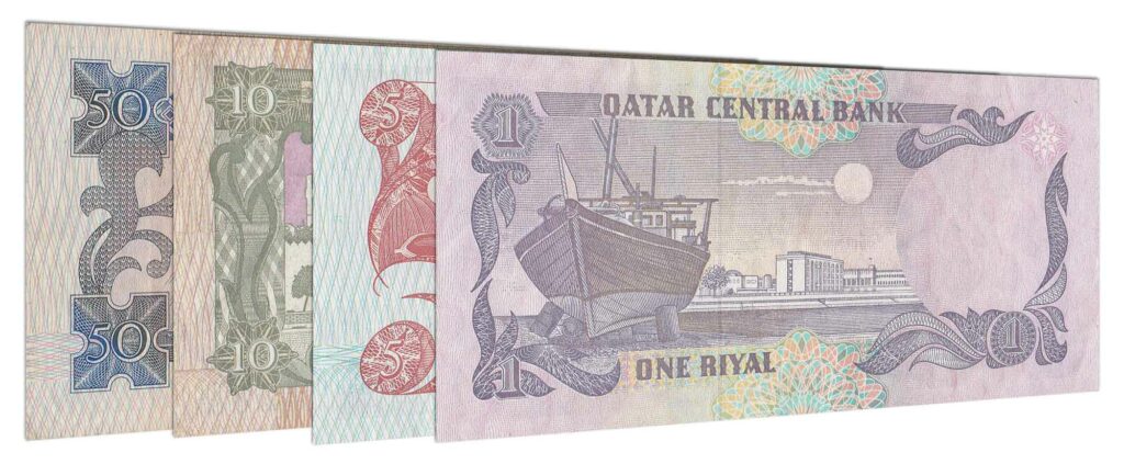 demonetized Qatari Riyal banknotes