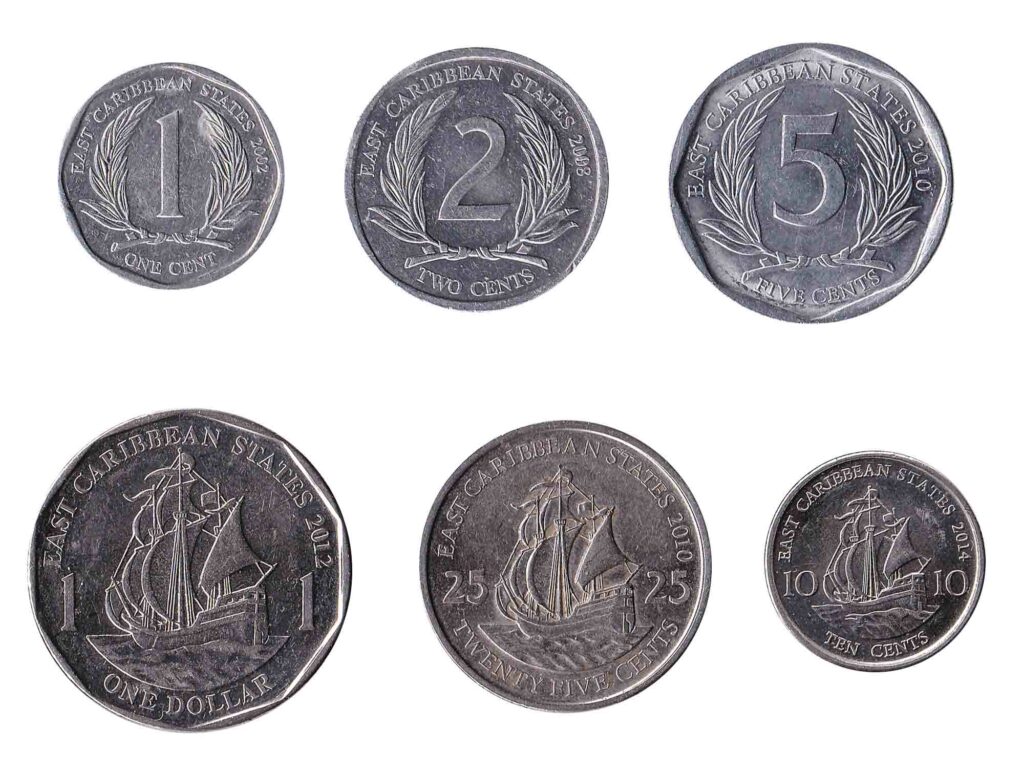 East Caribbean States dollar and cent coins