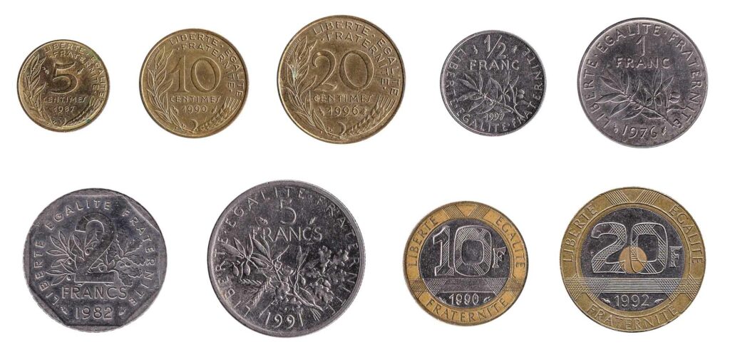 French franc coins