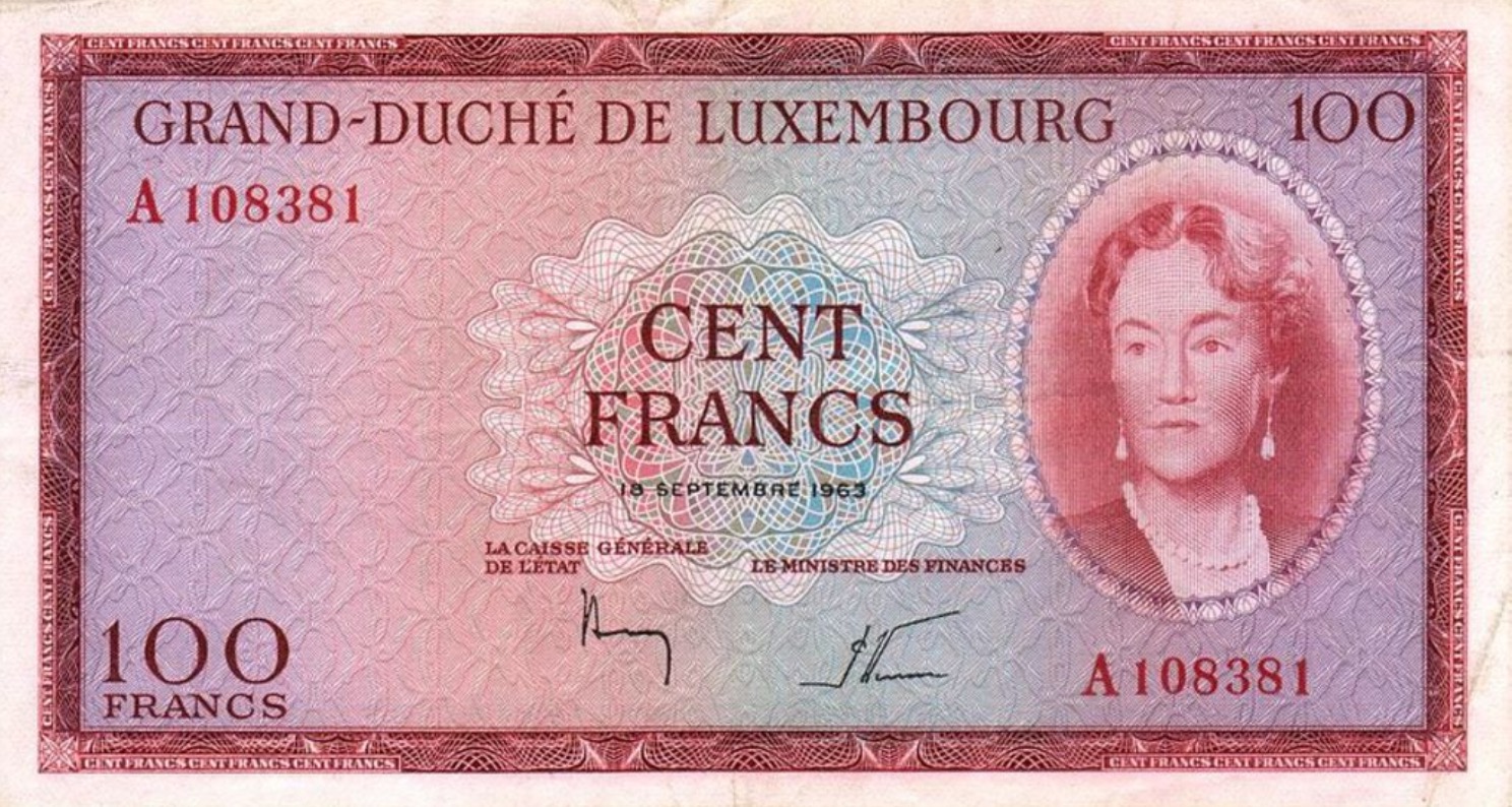 100 Luxembourg Francs banknote (Grand Duchess Charlotte)