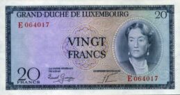 20 Luxembourg Francs banknote (Grand Duchess Charlotte)