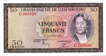 50 Luxembourg Francs banknote (Grand Duchess Charlotte)