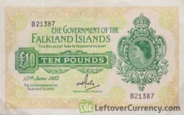 10 Pounds banknote Falkland Islands (1975-1982 issue) obverse