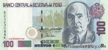 100 Peruvian Nuevos Soles banknote (Monetary Reform Issue)