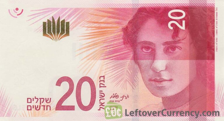 Current Israeli New Shekel Banknotes Exchange Yours Now 20 Israeli New Sheqalim Banknote Rachel Bluwstein Obverse 1 768x416