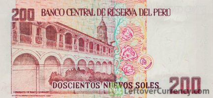 200 Peruvian Nuevos Soles banknote (Monetary Reform Issue) reverse