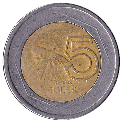 5 Peruvian Nuevos Soles coin