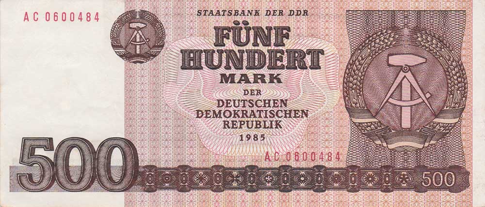 500 DDR mark banknote