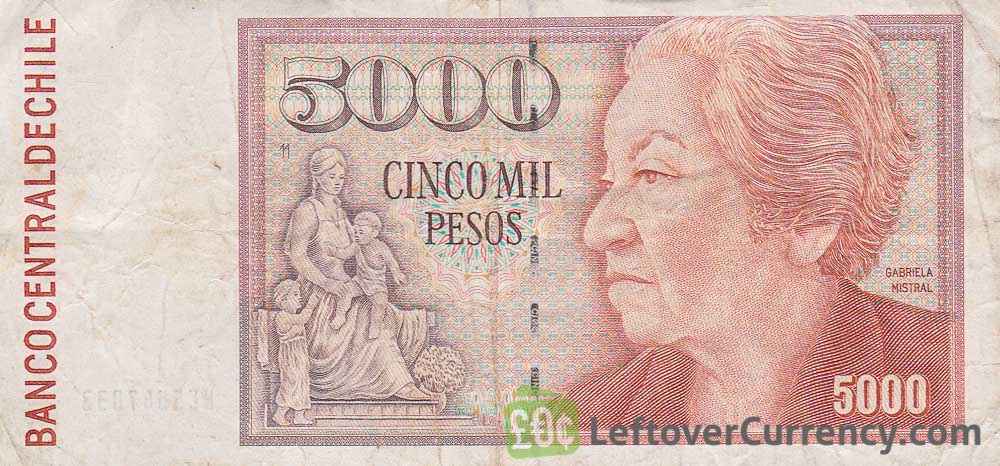 5000 Chilean Pesos banknote (type 1981 to 2008)