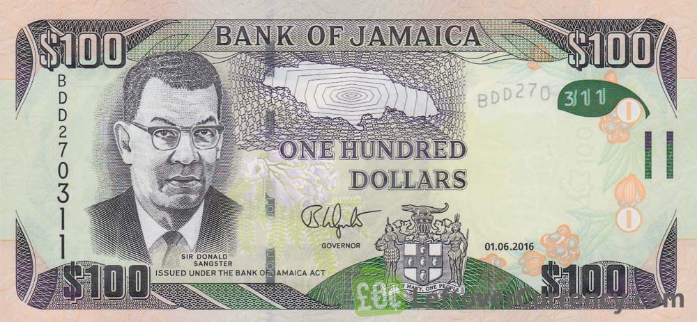 100 Jamaican Dollars banknote (Donald Sangster)