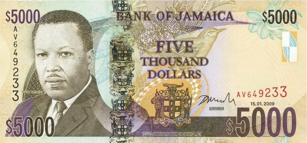 5000 Jamaican Dollars Banknote Hugh Shearer Exchange Yours Today 5000-jamaican-dollars-banknote-hugh-shearer-exchange-yours-today