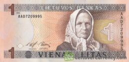 1 Litas banknote Lithuania