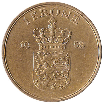 1 Danish Krone coin Frederik IX (aluminium-bronze)