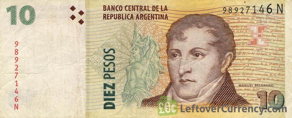 10 Argentine Pesos banknote 2nd Series (Manuel Belgrano)