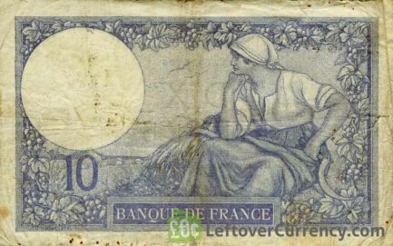 10 French Francs banknote (Minerva)
