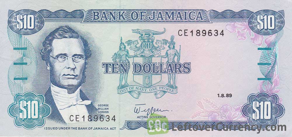 10 Jamaican Dollars banknote (George William Gordon)