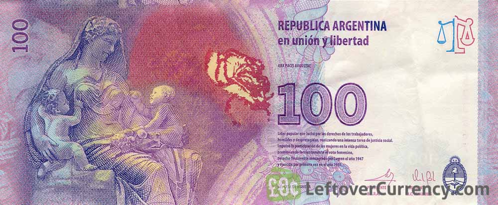 Argentina   2014  UNC  100 Pesos Bank Note Eva Peron K  series .See scan.